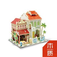 若态木质 世界风情系列-新加坡老街 立体拼图玩具 生日创意礼物