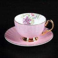 得意陶瓷 高档骨质瓷 咖啡杯 米兰杯碟-粉