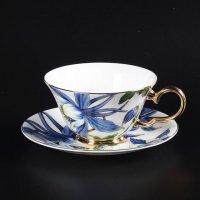 得意陶瓷 高档骨质瓷 咖啡杯 温莎杯碟-蓝