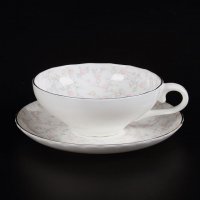 得意陶瓷 高档骨质瓷 咖啡杯 荷口杯碟-粉色碎花