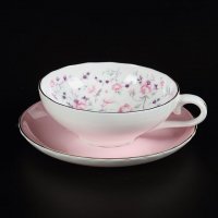 得意陶瓷 高档骨质瓷 咖啡杯 荷口杯碟-粉色玫瑰