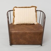 仿古锈铁艺软垫单人沙发（含抱枕）