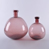 简约现代紫色晶莹气泡玻璃花瓶客厅卧室装饰摆件 简约J90830340L
