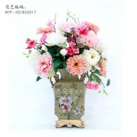 满庭芳花艺新款仿真花树脂花器欧式家居装饰盆花摆件  MTF-OS1803016