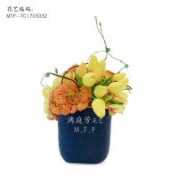 满庭芳花艺新款欧式花艺陶瓷花器成品仿真花家居样板间装饰仿真植物绢花摆件包邮MTF-TC1703032