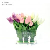 满庭芳花艺新款现代风格玻璃假水成品仿真花家居样板间装饰仿真植物盆花摆件包邮MTF-BL1703027