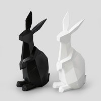 欧式简约树脂创意兔子造型摆件客厅书房装饰（不含税）
