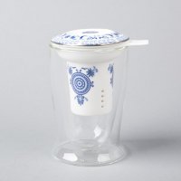 贵元双层茶滤杯幽兰 蓝色 骨质瓷 DYL10