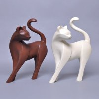 英式简约霸气猫树脂摆件桃木色霸气猫家居树脂摆件02002、02015