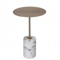 LY-7001A 白+铜色，40cmX60cm，大理石+铁艺，个性家居别墅店面橱窗现代轻奢桌子