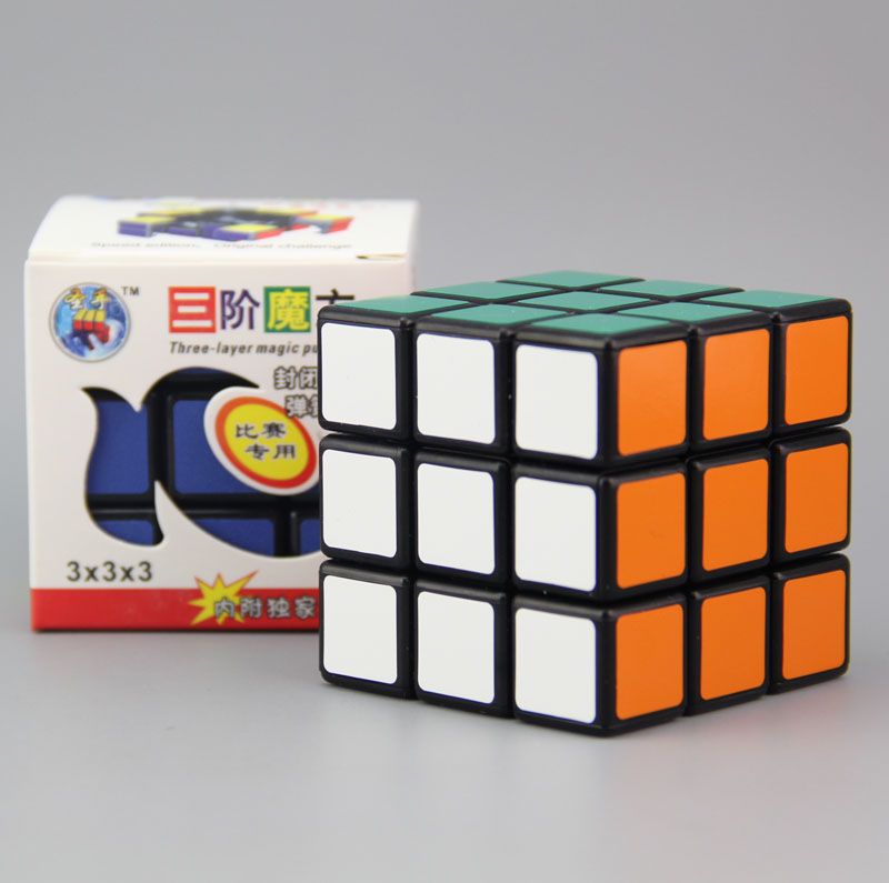 圣手三阶魔方光面贴纸黑色 比赛专用速拧智力开发学生减压玩具批-益智