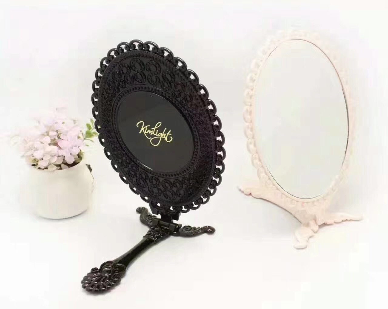 英伦折叠手柄镜，高端品质折叠手柄镜，家居高端美妆镜，便携折叠手柄镜，可丝印、烫印，激光logo