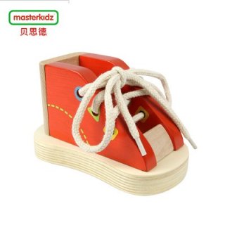 Masterkidz 贝思德 木块拼图 木制早教启蒙 绑鞋带