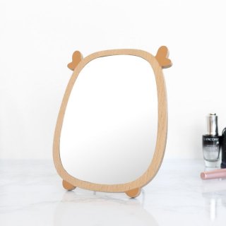 包包宝 原创设计新款萌物小鹿台式化妆镜 可调节角度高清木质台镜