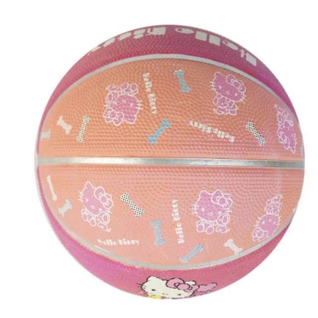 【新品】凯蒂猫儿童3号橡胶篮球幼儿园专用女孩训练弹力皮球拍球