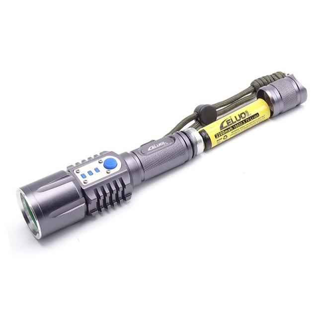 强光USB充电手电筒T6灯泡射程超远可做充电宝