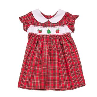 女童韩版童装女红色裙子夏装短袖公主洋气韩版小童格子套装连衣裙