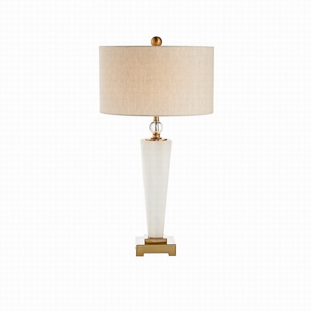 美式风格白玉石灯柱灯具设计师古典美式大理石样板房客厅台灯