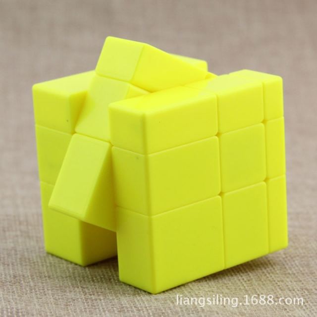 奇艺三阶镜面实色黄魔方 3阶变形拉丝实色异形魔方益智玩具