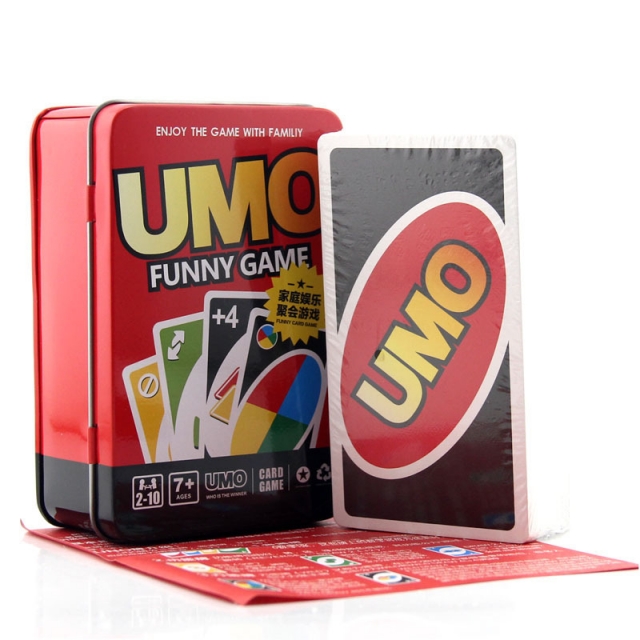 乌诺UMO铁盒加厚加宽umo扑克牌卡牌家庭聚会娱乐桌面游戏批发
