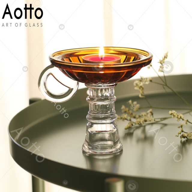 几何装饰摆件浪漫烛光香薰装饰晚餐玻璃烛台复古阿拉丁灯烛台摆件