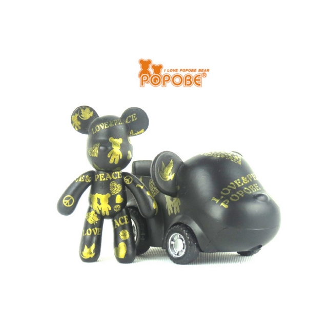 POPOBE正版暴力熊 2寸车盒 和平黑 卡通Q版 摆件动漫 抓抓机 装饰
