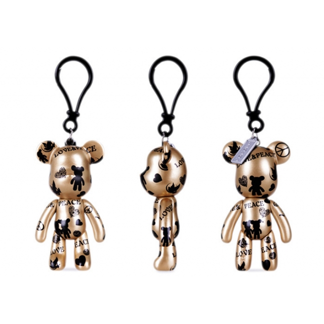 POPOBE正版暴力熊 3寸钥匙扣 和平金 PVC卡通 创意 Q版 挂饰 动漫