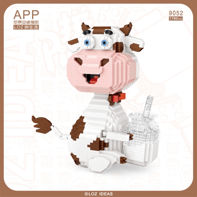 LOZ小颗粒积木9052奶牛创意生肖牛拼插儿童玩具批发