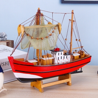 地中海捕鱼木船渔船实木帆船模型大型摆件装饰品一帆风顺工艺船30