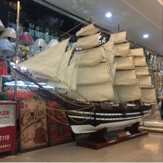 木帆船模型家居饰品木制工艺品地中海摆件海洋系列韦斯普奇号船模