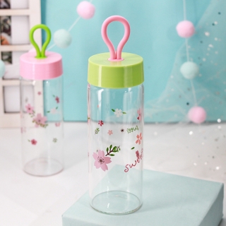 网红少女心花朵玻璃杯创意便携ins水杯小清新泡茶杯子学生女个性