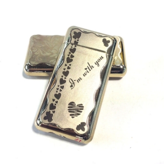 6792 金属防风打火机充气双镀图案打火机充气防风打火机情侣送礼