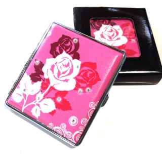 775 女士烟盒18支时尚烟盒皮烟盒皮革烟盒玫瑰花纹女士烟盒