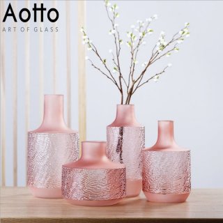 吹制彩色粉色玻璃艺术大花瓶新中式轻奢现代家居装莫兰迪饰品餐桌