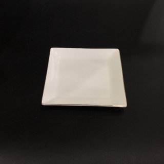 唐山骨质瓷家用中式纯色描金四方盘7寸8寸平盘
