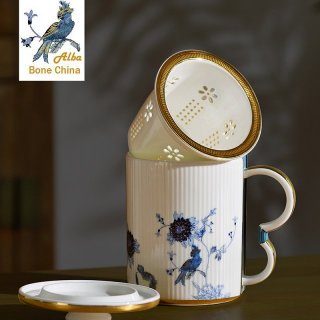 唐山骨质瓷单人泡茶自带茶隔办公室礼品茶具