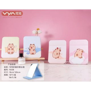 小清新蝴蝶碎花可爱卡通印图折叠化妆镜简约可直立学生宿舍桌面镜