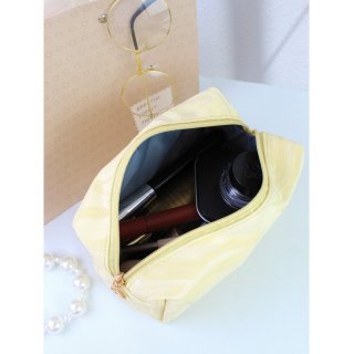 时尚奶油黄晕染纹路拉链大容量便携轻便化妆收纳洗漱包手拿包