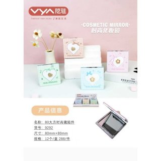 正方花瓣珍珠贴饰甜美时尚双面折叠化妆镜便携镜手持镜便携镜