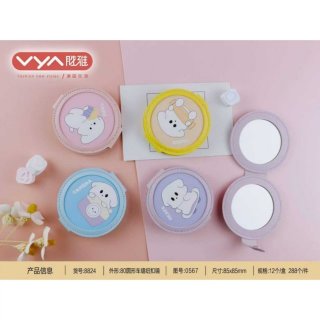 格纹卡通小动物纽扣双面折叠镜化妆镜口袋镜随身镜便携镜批发镜子