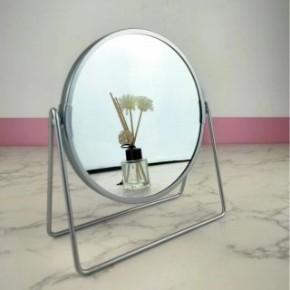 跨境金属台镜双面化妆镜梳妆美容镜贴标ins风桌面镜子批发代发