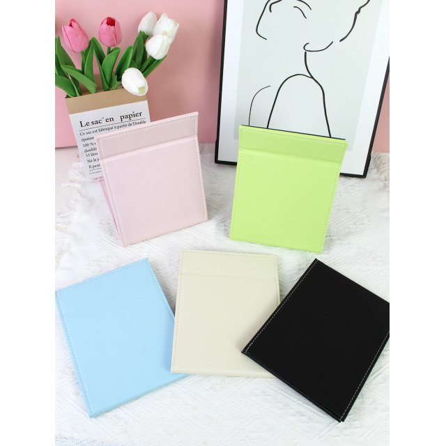 [胜雅] PU马卡龙多色简约折叠皮镜桌面学生宿舍化妆高清台镜台式桌面镜