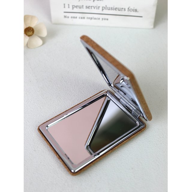 [胜雅] ins 风软木便携折叠化妆镜迷你随身双面高清补妆镜女式口袋小镜子