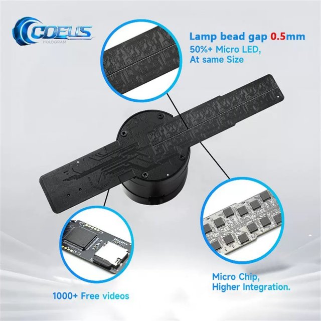 [乳圆] 裸眼3d全息投影仪透明风扇屏广告机盒子空气立体悬浮成像