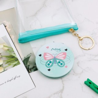 透明pvc化妆袋时尚镜两件套双面折叠便携口袋化妆镜