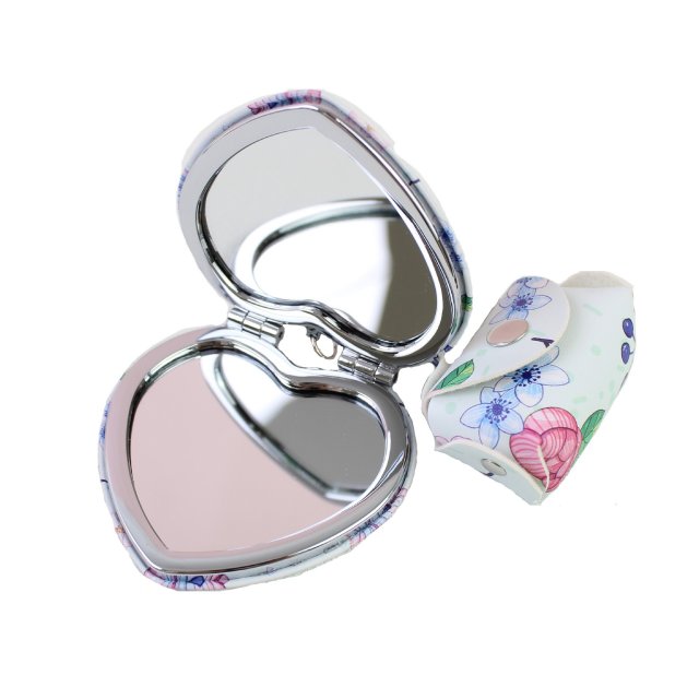 [胜雅] 精美爱心小镜子清新少女心彩色蝴蝶钥匙扣挂件便携可挂包迷你花朵
