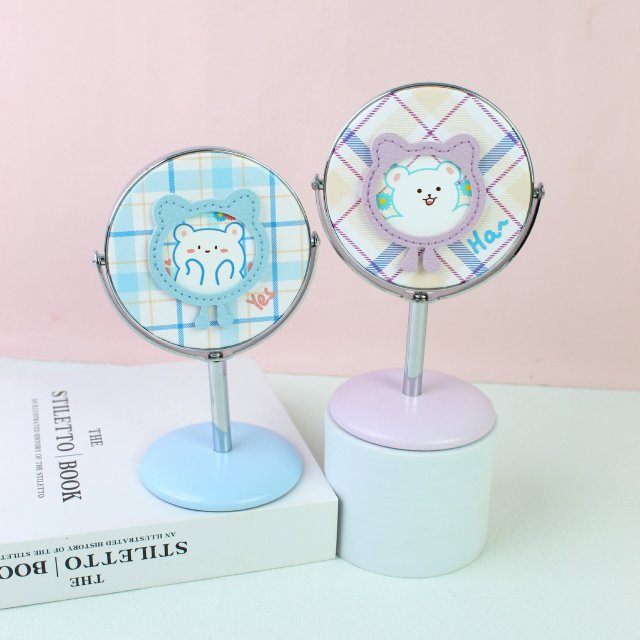 [] 桌面台式可爱高颜值化妆境单面镜子宿舍办公桌镜子卡通儿童学生