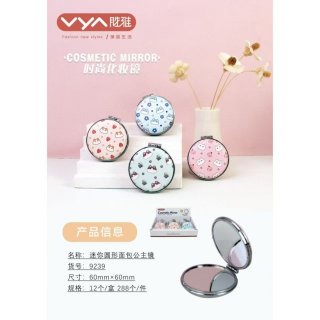 可爱卡通面包公主镜迷你圆形便携随身双面化妆镜时尚美妆小镜子