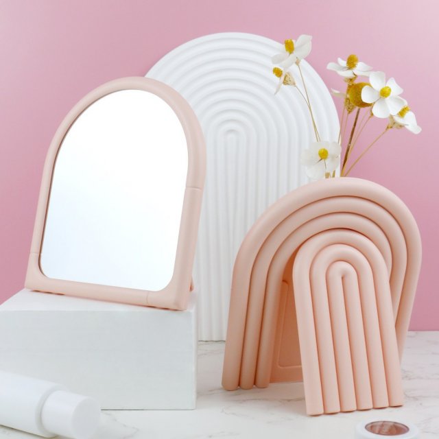 [胜雅] 马卡龙彩虹台式化妆镜 ins风女生台镜高清卧室梳妆镜跨境现货