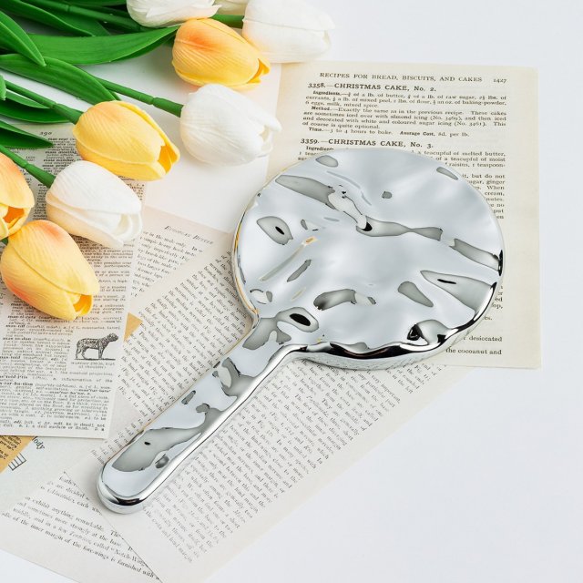 [胜雅] ins风水波纹便携式化妆镜上班族学生通用居家手持高清镜面